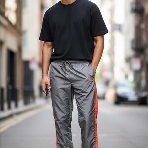 Men's Gray and Orange Track Pants